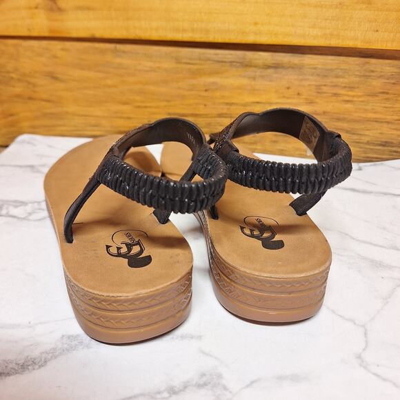 Ego Rhinestone studded thong sandals shiny metallic beaded flip flop yara 7.5 - Picture 5 of 7